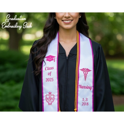 Personalized Graduation Stole, Custom Embroidered Sash for Nursing Graduates Custom Name & School Logo, College Graduation Stole Grad Gifts