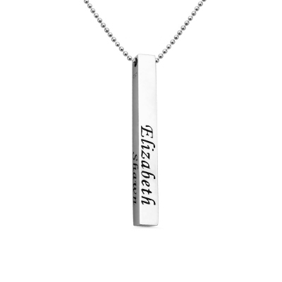 Men's Four Side Bar Necklace In Sterling Silver