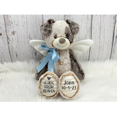 Memory Gift, Memorial Gift Stuffed Animal Puppy Dog, Angel Wings, Infant Loss, Sympathy Gift, Hold You Heaven, Family Loss Memorial