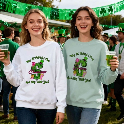 Personalisiertes T-Shirt mit grünem Polka-Dot-Alphabet zum St. Patrick's Day, T-Shirt/Sweatshirt für Erwachsene und Kinder, Geschenk zum St. Patrick's Day für irische Familie/Freunde