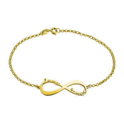 Personalized Infinity Symbol 2 Names Bracelet In Gold