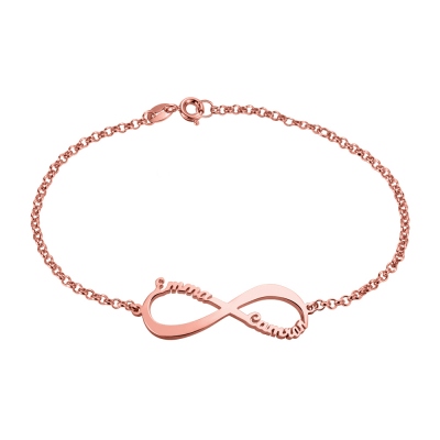 Personalized Infinity Symbol 2 Names Bracelet In Rose Gold