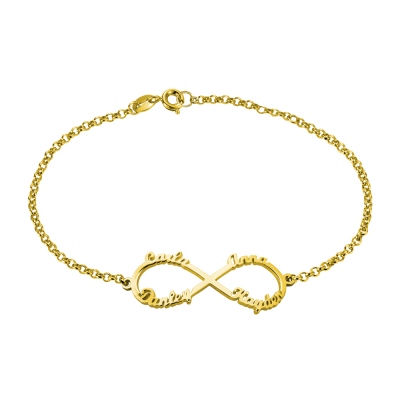 Personalized Infinity Four Names Bracelet In Gold