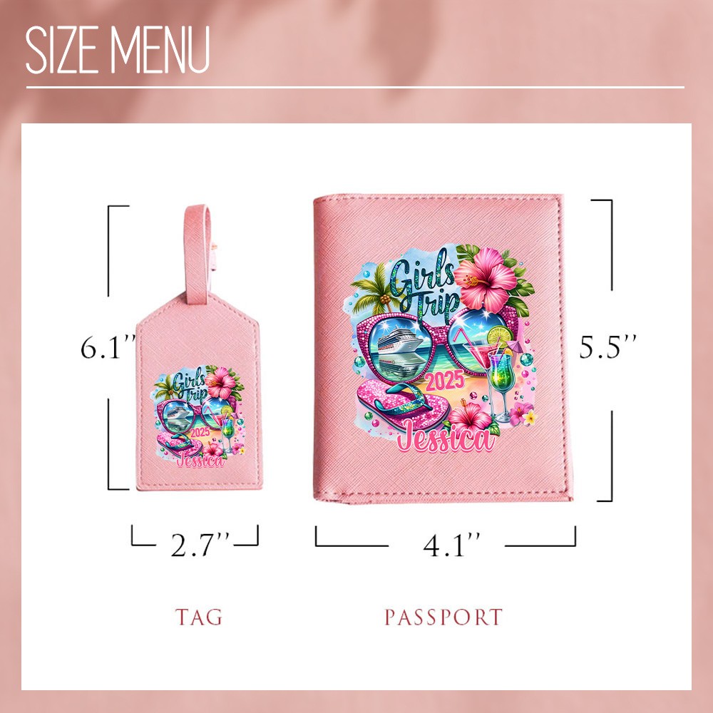 Personalized Girls Trip Kit, Cruise Travel, Custom Vest, Beach Towel, Wash Bag, Passport Luggage Tag, Gifts for Girls, Girls trip Gifts