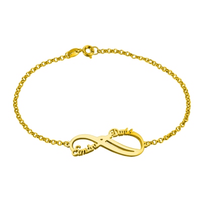 Personalized Infinity 2 Names Bracelet Gold Plated Silver
