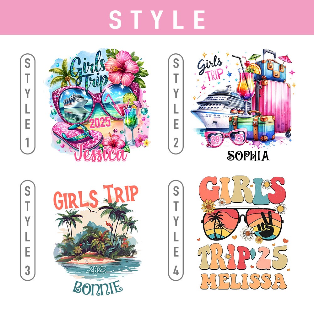 Personalized Girls Trip Kit, Cruise Travel, Custom Vest, Beach Towel, Wash Bag, Passport Luggage Tag, Gifts for Girls, Girls trip Gifts