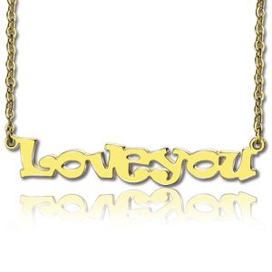 Gold I Love You Cable Chain Name Necklace