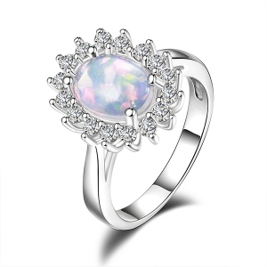Opal Ring Silver-Plated Copper