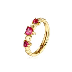 Heart Shaped Gemstone Ring Gold plated silver