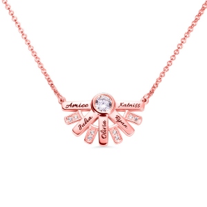 Personaliserad "You Are My Sun Shine" Birthstone Necklace Rose Gold