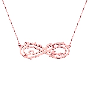 Personalized 7 Names Infinity Necklace in Rose Gold