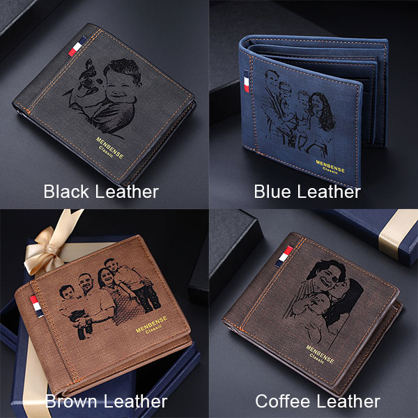 Personalized Photo Leather Wallet for Men Gift for Father
