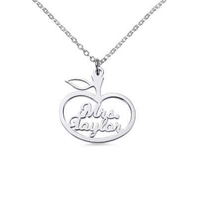 Customized Apple Name Birthstone Necklace