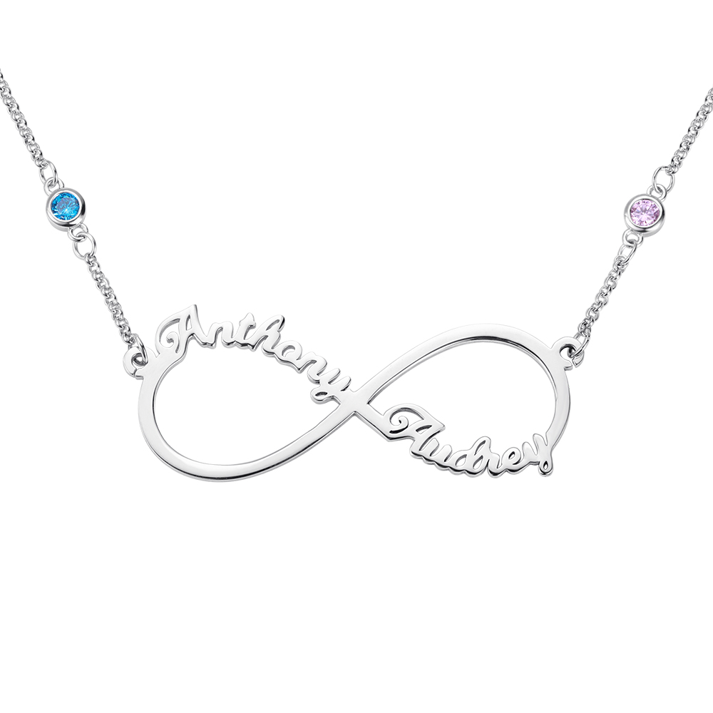 Personalized Infinity Two Name Necklace in Silver