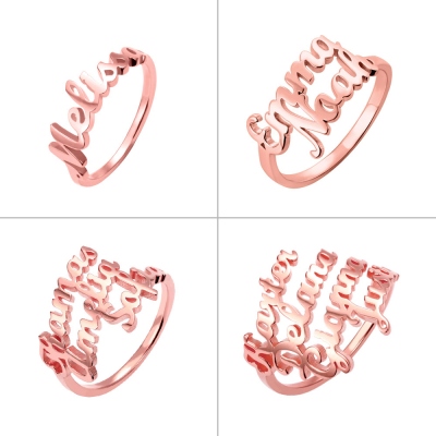 Personalisierter Ring mit mehreren Namen aus Rosagold