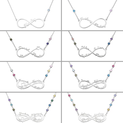 Personalized Infinity Name Necklace with Birthstone Sterling Silver