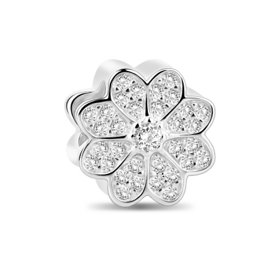 Sterling Silver Sparkling Flower Charm