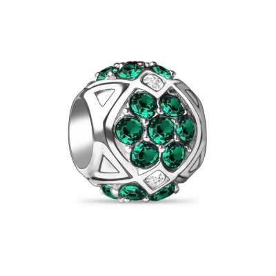 Emerald Green Stone Charm Sterling Silver