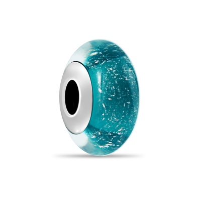 Blue-Green Frazil Murano Glass Bead Charm