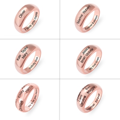 Personalized 1-6 Names Ring in Rose Gold