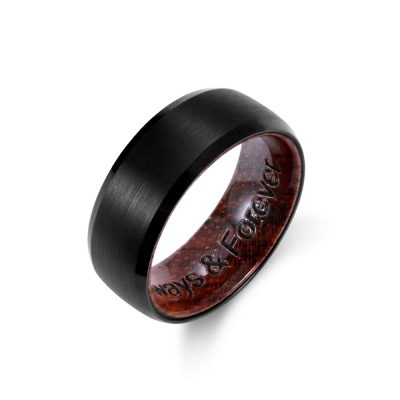 Graverad svart Ironwood Ring för män