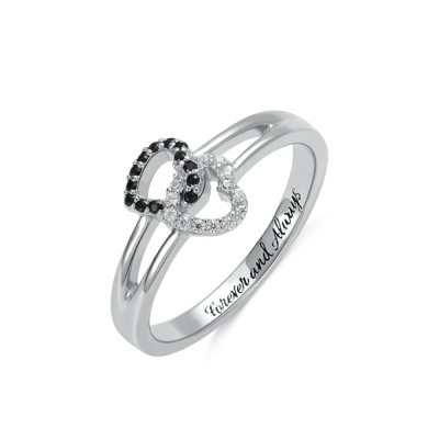 Bague d'Amour-Pierres de Naissance et Gravure-Argent