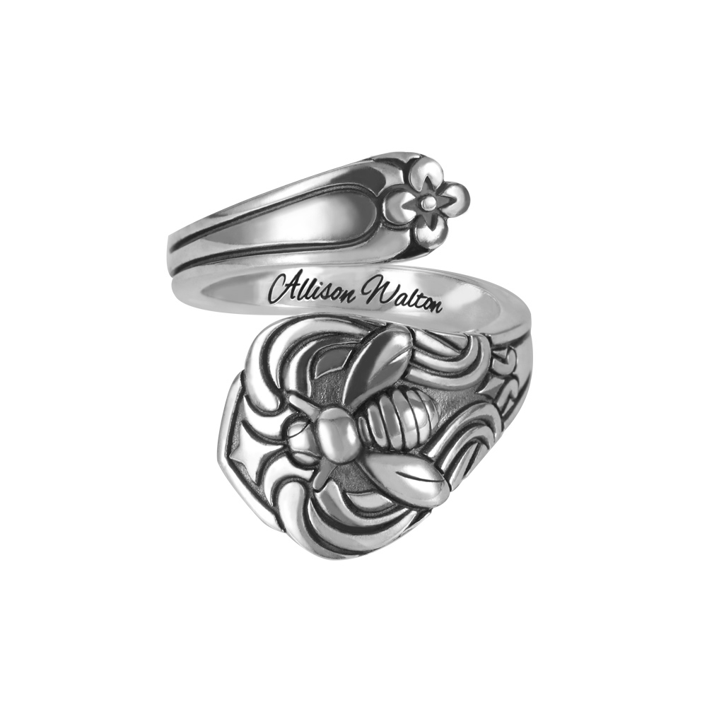 Engraved Bee Spoon Ring