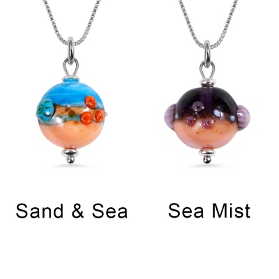 Personalized Sand & Sea Ball Pendant Necklace