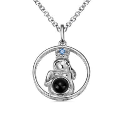 Personalized Baby Photo Pregnancy Mom Necklace in Silver