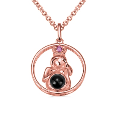 Personalized Baby Photo Pregnancy Mom Necklace in Rose Gold