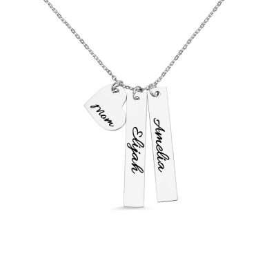 Personalized Heart & Bar Necklace