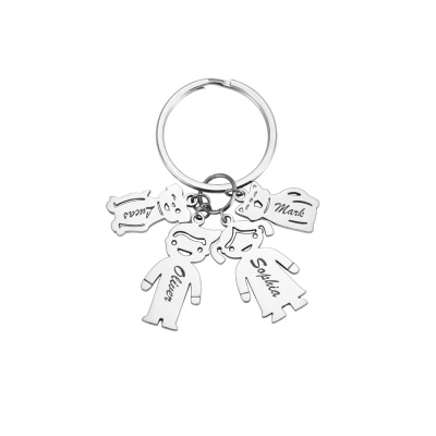 Customized Keychain Engraved with Kids and Pets Charms