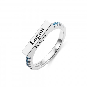 Engraved Stackable Bar Ring in Silver