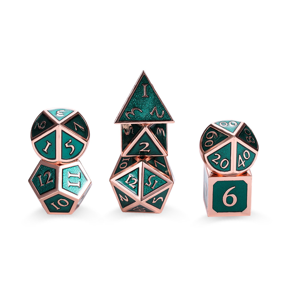 Dark Green Metal Dice Set