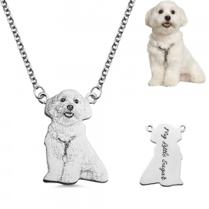 Personalized Silver Pet Photo-engraved Necklace