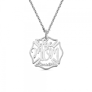 Personalized Firefighter Mother Name Necklace