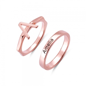 Personalized Stacking Letter Rings Stacking Band Rings