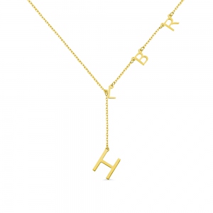 Personalized Sideways Initial Necklace in Gold