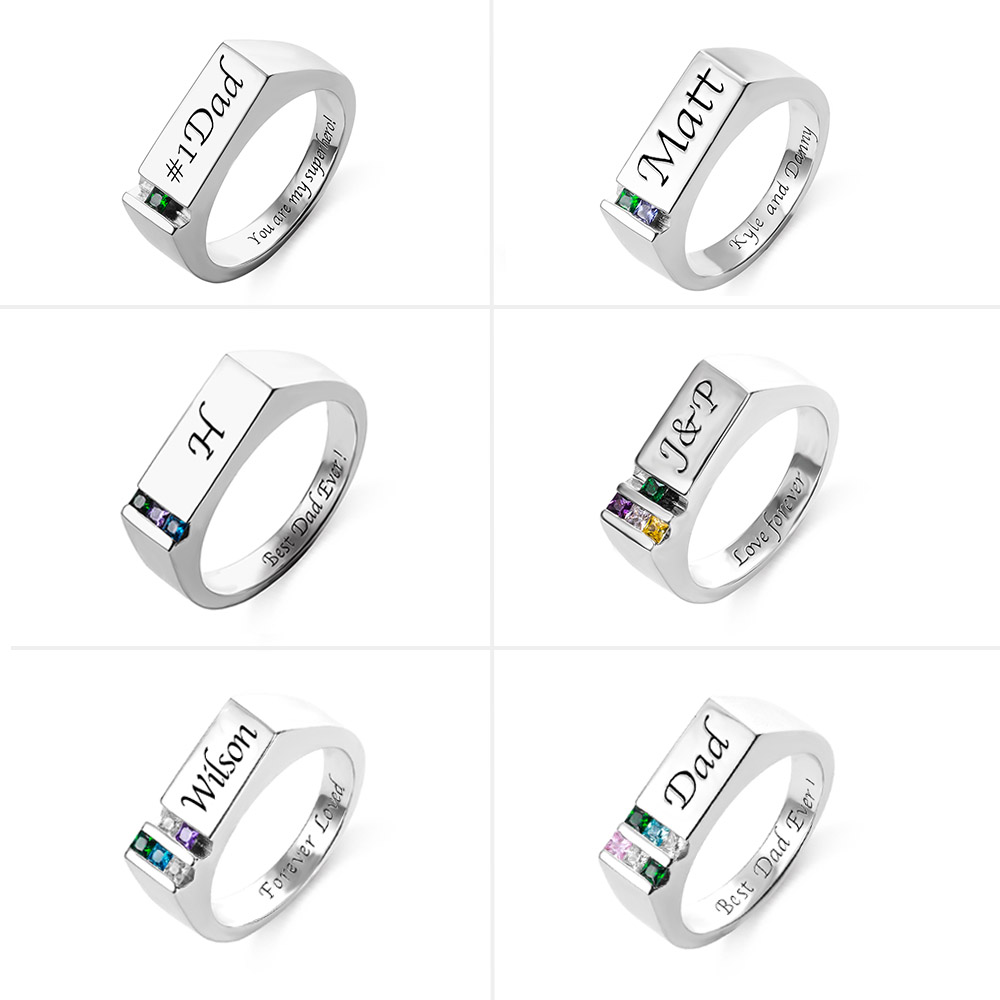 Personalized Men's Ring with Birthstones
