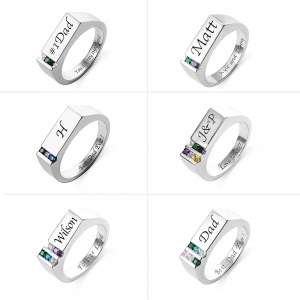  Personalized Men's Ring with Birthstones