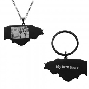 Personalized State Map Photo Necklace