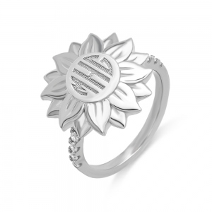 Bespoke Sunflower Monogram Ring