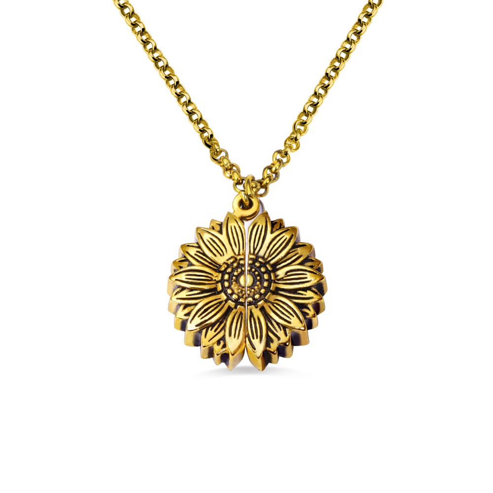 Customized Sunflower Locket Necklace