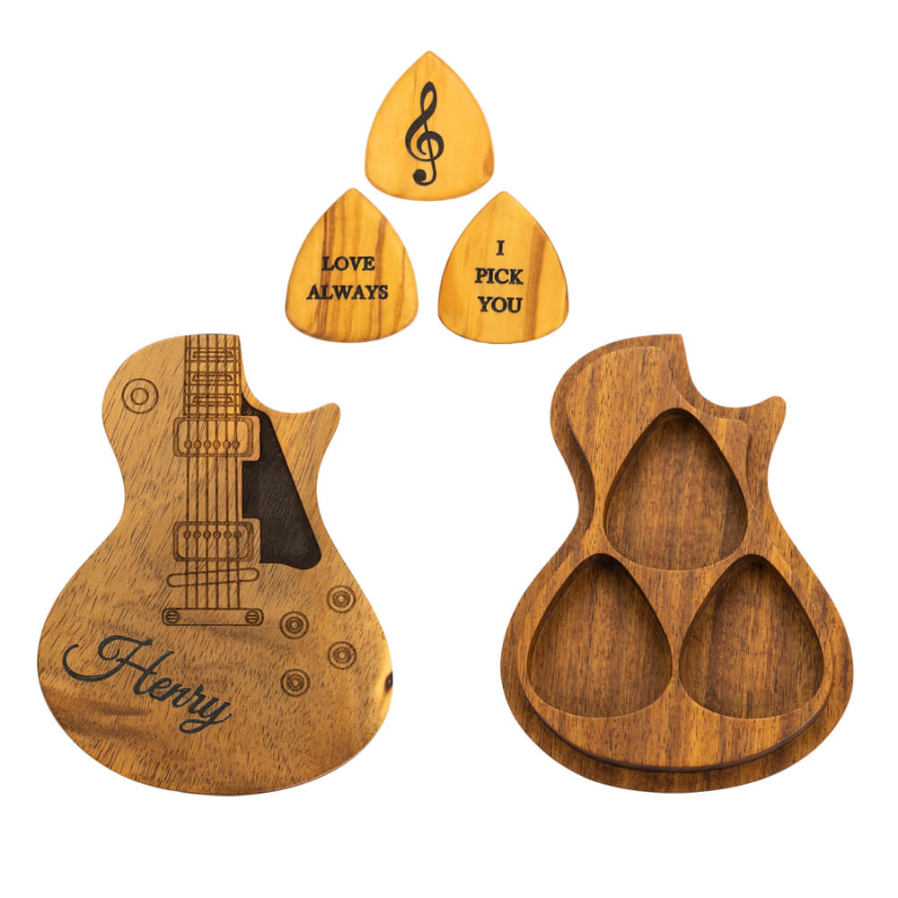 Médiator de guitare en bois personnalisable pour amateur de guitare