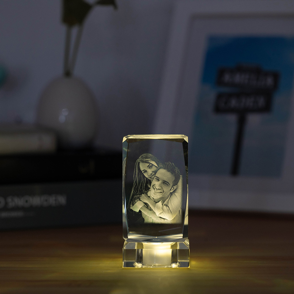 Lembrança de retângulo de cristal com foto 3D personalizada