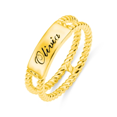 Customized Twisted Rope Ring In Gold