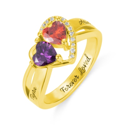 Personalized Heart Birthstone Ring Gift for Her