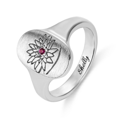 Customized Flower Blossom Signet Ring