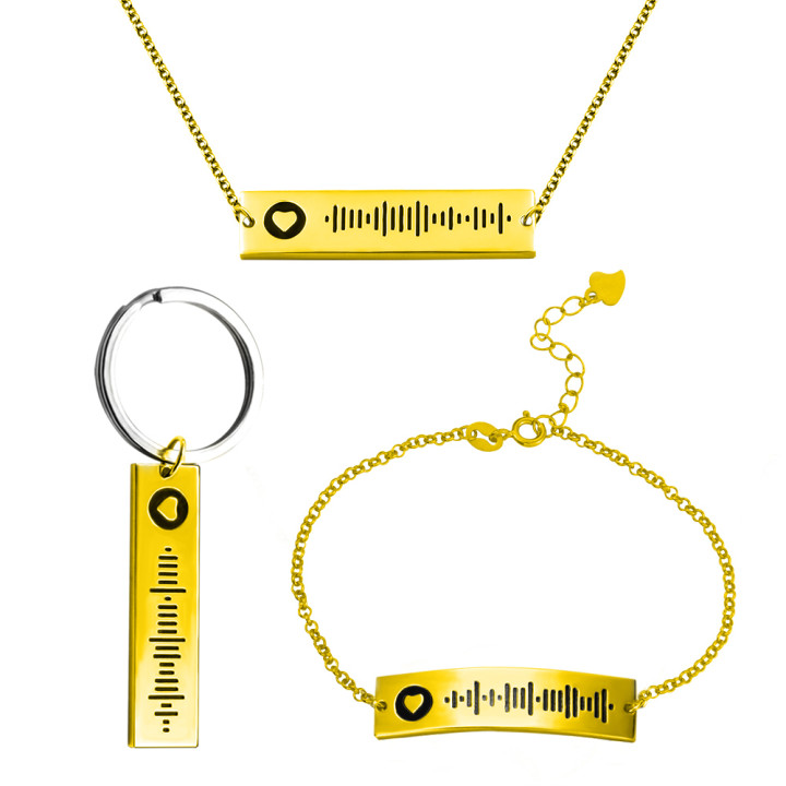 Personalized Scannable Spotify Code Song Keychain/Bracelet/Necklace in Gold