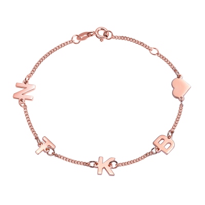 Personalized Sterling Silver Initial/Name Bracelet in Rose Gold